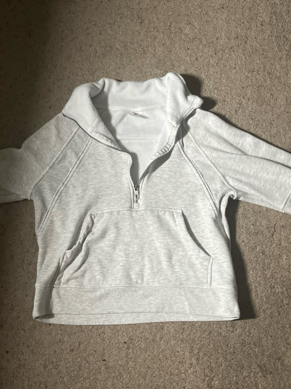Danskin Light Heather Cream Half-Zip Pullover Sweater